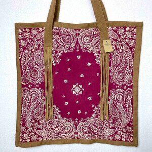 AEO America Eagle Outfitters NWT Boho Bandana Tote Bag with Fringe